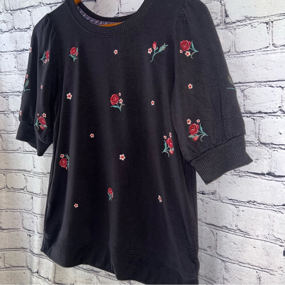 Knox Rose Embroidered Floral Short Sleeve Blouse Size‎ Small - Picture 2 of 7